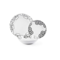 Service de table en porcelaine noir et blanc Excelsa Modern, 12 pièces, passe au lave-vaisselle, idéal pour les réceptions