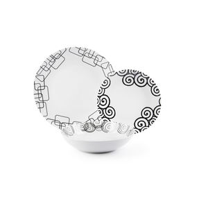 Servizio di piatti Excelsa 12 pezzi Magic Black Porcelain bianco e nero - Product Image 3