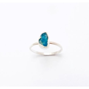 Minimalist 925 Sterling Silver <b>Ring</b> With Natural <b>Turquoise</b> Prong Setting Gemstone Everyday Wear Unisex Jewelry - Product Image 3