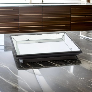 Rectangular Glass Storage <b>Tray</b> With <b>Mirrored</b> Finish For Table Use Single Tier Neatening Organizer - Product Image 2