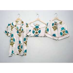 Conjunto de Pijama de Verano para Mujer, Transpirable, 100% Algodón, Manga Corta, Estampado Floral, Camiseta de Dormir Suave de Secado Rápido, Lavable a Máquina - Product Image 4