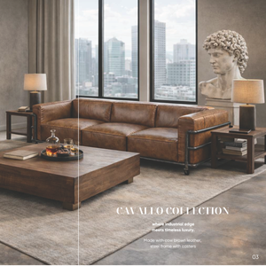 Sofá de Cuero Industrial Contemporáneo con Ruedas, Estructura de Acero, Sofá de Piel de Vaca, Muebles Modernos para el Hogar - Product Image 2