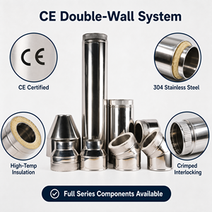 <span class=keywords><strong>Tubo</strong></span> de <span class=keywords><strong>Chimenea</strong></span> de Acero Inoxidable de Doble Pared Aislado de Alta Resistencia, Acabado Negro Pulido Espejo, Certificado ISO9001, para <span class=keywords><strong>Chimenea</strong></span> - Product Image 2