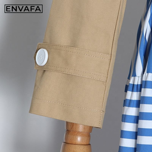 Chaqueta Cortavientos Transpirable Personalizada con Logotipo, Abrigo Largo con Cinturón y Doble Botonadura para Mujer, Estilo Coreano con Parches - Product Image 4
