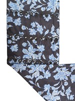 Tela de Algodón Tejida con Estampado Floral Azul Marino, Bordada con Ojales, Transpirable y Ligera para Vestidos, Faldas y Camisas