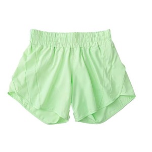 Shorts de sport vert taille haute pour femme, séchage rapide, tricoté, taille élastique, couleur unie, coupe classique, vêtements de sport, logo personnalisé, OEM, vente en gros - Product Image 1
