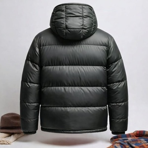 Veste matelassée noire pour femme, manches longues, à capuche, fermeture éclair, coupe-vent, manteau d'hiver, rembourrage épais en polyester - Product Image 2