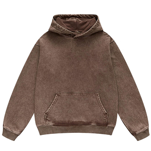 เสื้อสเวตเชิ้ตมีฮู้ดสีน้ำตาลสำหรับผู้ชาย แขนยาวแบบปกติ ผ้าถักเฟรนช์เทอร์รี่ ใส่ได้ในฤดูใบไม้ร่วง - Product Image 4