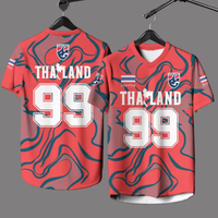 Maillot de football personnalisé imprimé décontracté à manches courtes pour homme et femme, style thaïlandais, 100 % polyester, séchage rapide