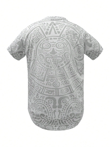 Camiseta de Béisbol con Estampado Azteca, Diseño de Herencia Mexicana, con Botones, Sublimada, Personalizada para Equipos - Product Image 6
