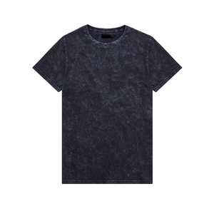 Men's Slim Fit Acid Wash Cotton T-Shirt O-Neck Short Sleeve Washed Solid Color Casual Style Jersey Knitted Blank <b>Design</b> - Product Image 4