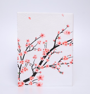 Carnet artisanal à couverture rigide blanche motif fleurs de cerisier Sakura avec marque-page en ruban – Journal minimaliste rose fleuri – Cadeau - Product Image 5