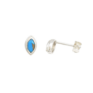 Top Quality Natural 2.5x5mm Marquise Cut Copper <b>Turquoise</b> Gemstone <b>Stud</b> <b>Earrings</b> in 925 Sterling Silver Wholesale Jewellery - Product Image 2