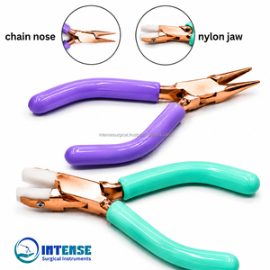Pince à bec de canard et pince à mâchoires en nylon en acier au carbone OEM, finition or rose, pour la fabrication de bijoux, le bobinage de fils et la perlage – Outils professionnels pour l'artisanat - Product Image 1