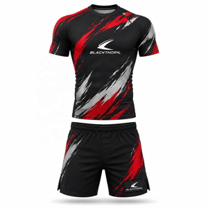 Ensemble de combat MMA pour hommes : Rashguard et short personnalisés en Spandex/Polyester extensible, sans coutures et à séchage rapide pour le Jiu-Jitsu et le Grappling - Product Image 3