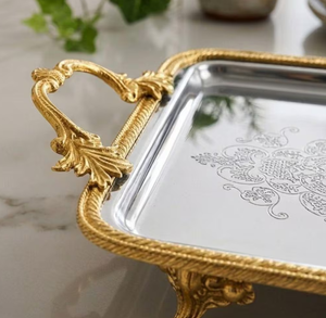 Hot Sale Aluminum Metal Serving Tray-Handmade Eco-Friendly for Wedding & Diwali Gift Factory Wholesale High Quality Metal Tray - Product Image 3