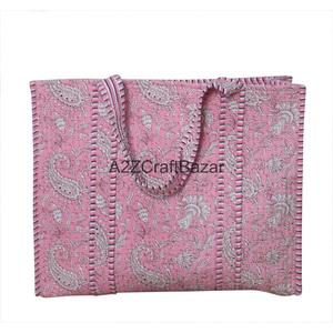 Quilted 100% Cotton Tote <b>Bag</b> Floral Bird Print Large Capacity Reusable Eco Friendly Shopping Travel Daily Carry Shoulder <b>Bag</b> - Product Image 6