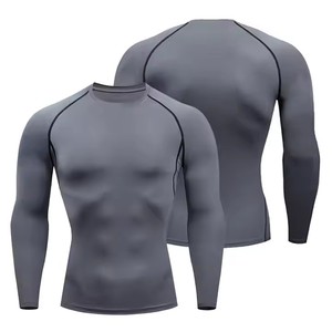 T-shirt de compression thermique à manches longues pour homme, haute élasticité, vêtement de sport, anti-irritation, polyester/coton de haute qualité, séchage rapide - Product Image 1