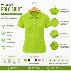 เสื้อโปโลผู้หญิงพรีเมียมผ้าปิเก้ แขนสั้น สำหรับกอล์ฟ  OEM ODM รับผลิตแบรนด์ส่วนตัว ชุดลำลอง ชุดยูนิฟอร์ม ชุดทำงาน - Product Image 6