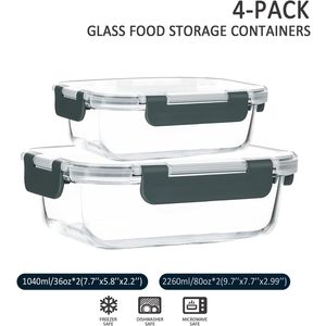Juego de Recipientes de Vidrio Extra Grandes de 80 oz y 36 oz para Almacenamiento de Alimentos y Repostería, Herméticos, Paquete de 2 con Tapas de 10 y 4.5 Tazas - Product Image 2