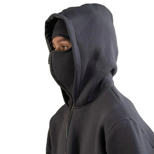 Sweat-shirt à capuche unisexe surdimensionné en polaire avec fermeture éclair et imprimé lettres sur le devant, vêtement décontracté pour l'automne - Product Image 3