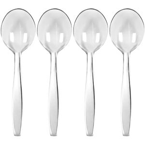 Premium Transparent Disposable Clear Plastic <b>Soup</b> <b>Spoons</b> 50 Count Durable and Convenient for Everyday Parties and Events - Product Image 2