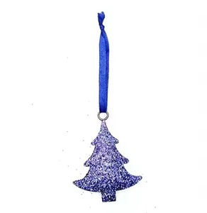 Adorno Colgante para Árbol de Navidad con Brillantina Azul, Decoración Brillante para Árbol de Navidad con Cinta para Decoración de Fiestas en Casa - Product Image 1