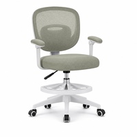 Chaise d'étude ergonomique pour enfants en maille grise avec hauteur réglable et pivotante pour la maison, le bureau et la salle de classe