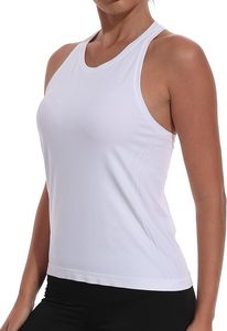 Camiseta sin mangas transpirable de poliéster y rayón para mujer, 180g, al por mayor, lisa, de color sólido, mezcla triple, de algodón, ajuste personalizado - Product Image 4