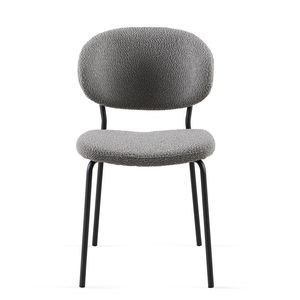 Ensemble de 4 chaises de salle à manger modernes du milieu du siècle, tissu bouclé gris avec dossier incurvé pour cuisine et salle à manger - Product Image 5