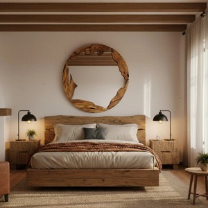 Espejo de Pared de Madera Estilo Provincial Francés, Elegante Espejo de Pared de Madera para Decoración de Estilo Antiguo, Espejo Colgante al por Mayor - Product Image 3