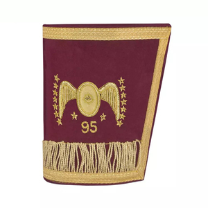 Broderie maçonnique artisanale sur mesure, 95e Degré Memphis Misraim, réglementation française, insigne brodé en velours bordeaux - Product Image 3