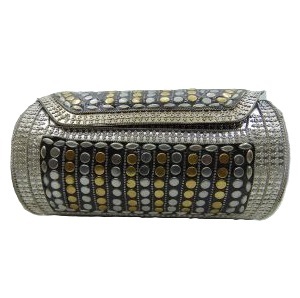 Round <b>Silver</b> <b>Clutch</b> Purse Ethnic Style Cotton Handbag Antique Finish Wedding Indoor Gift Women Handmade High Quality Customised - Product Image 6