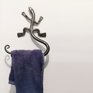 ราวแขวนผ้าทำจากเหล็กรูปทรงจิ้งจกสีดำสำหรับบ้านและโรงแรม - Product Image 1