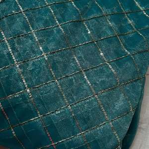 Tissu brodé perlé personnalisé, tissu à sequins, tissu dentelle, tissu organza pour kaftan, abaya, robe, textile, exportateur et acheteur en gros - Product Image 5