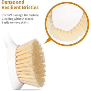 Set di 2 Spazzole per Piatti con Manico in Bambù e Raschietto Integrato per Pulizia di Pentole, Padelle e Lavello - Product Image 5