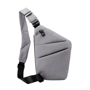 Fengdong tas selempang dada kecil pria, tas olahraga laki-laki satu bahu ultra tipis anti-maling untuk berpergian