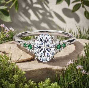 Oval Cut Moissanite Engagement & Wedding <b>Ring</b> 925 Sterling <b>Silver</b> 18K Gold Plated Luxury <b>Statement</b> <b>Ring</b> for Women Prong Setting - Product Image 3