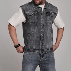 <b>Mens</b> Classic <b>Denim</b> <b>Vest</b> Sleeveless Jacket Casual Vintage Button Up Waistcoat <b>For</b> Daily Streetwear Motorbike Riding <b>Denim</b> <b>Vests</b> - Product Image 1