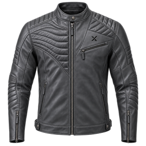 Chaqueta de Motocicleta Híbrida Acolchada de Cuero |   Marrón carbón Borgoña |   Fabricante OEM ODM |   Diseño de Calidad Premium |   Transpirable - Product Image 1