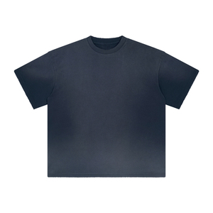 T-shirt léger et fin à manches courtes pour homme, délavé à l'acide, avec impression de logo personnalisé, vente en gros, motif uni, logo personnalisé, style vintage - Product Image 2