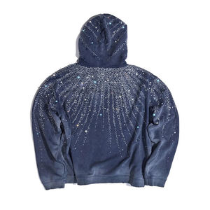 Sweat à capuche de luxe brodé de strass pour homme, motif uni, en coton éponge doux, streetwear décontracté, pull tendance pour le quotidien - Product Image 2