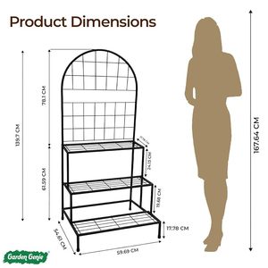 Modern Metal Flower <b>Stand</b> With <b>Hanging</b> Grid And Three Shelves For Indoor Plants Home Decor - Product Image 2