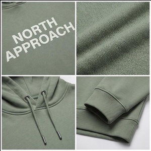 North Approach Hoodie <b>Men</b> Oversized Cotton Fleece Casual Hooded Sweatshirt Autumn Breathable Regular Fit Front Logo Print - Product Image 4