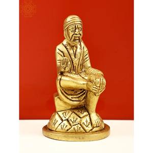 Hecho a mano 3 pulgadas pequeño latón Shirdi Sai Baba escultura ídolo hecho en India - Product Image 2