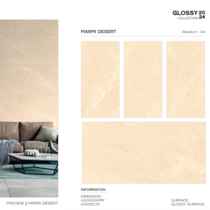 Azulejo de Porcelana Brillante de Lujo 600x1200, Formato Grande, Superficie Pulida Premium, para Pared y Suelo, Diseño Interior y Exterior Moderno Plus - Product Image 1