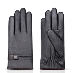 Guantes de carreras de motos, guantes de cuero con dedos completos y correa ajustable para la muñeca, para uso en invierno con pantalla táctil, unisex - Product Image 1
