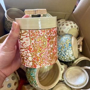 Eco <b>Bamboo</b> Jar with Handmade Mother of Pearl Inlaid Lid Decorative Kitchen Storage <b>Container</b> for Tea Coffee and Herbs - Product Image 5