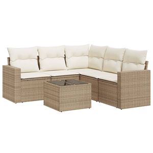 Ensemble de canapés de jardin en rotin beige 6 places, mobilier d'extérieur résistant aux intempéries, design contemporain - Product Image 4