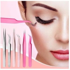 Wholesale Custom Logo Stainless Steel Precision Durable Eyelash <b>Extension</b> Tweezers Smooth Tip Makeup Tool and Eyelash Applicator - Product Image 3